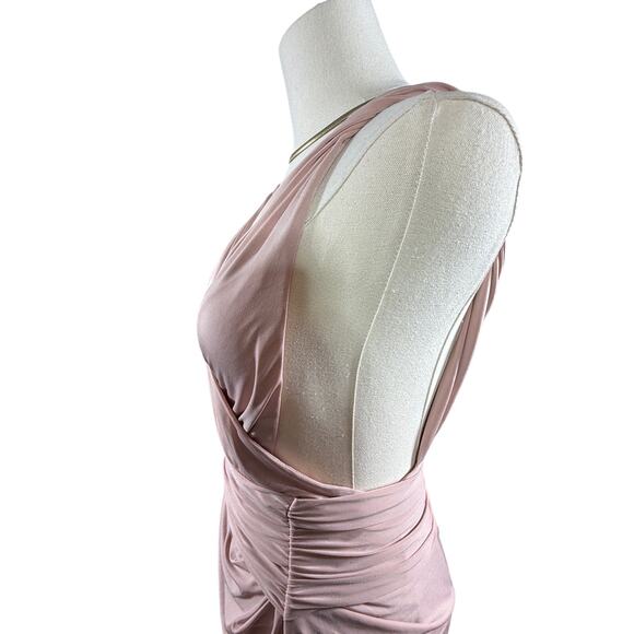 House of CB Dominique Maxi Dress Nude Ruched Backless Wrap | Medium - Picture 9 of 16